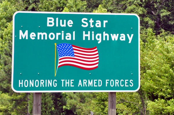 Blue Star Memorial Highway sign